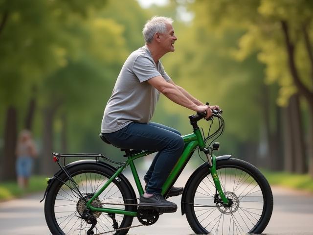 Rider comfortably seated on a custom e-bike tailored to their body measurements